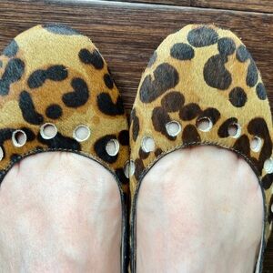 Boden Leopard Calf Hair Ballet Flats Round Toe Size 40 EU, US 9.5 EUC